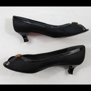Stuart Weitzman Black Peep Toe Kitten Heel size 8